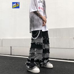 Men's Jeans Tassel Pants Men's Fashion Brand Pendant Wide Leg Hip Hop Lazy Wind Jeans Couple's Pants Loose Jeans Men 230309