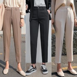 Women's Pants Capris Spring and Autumn Cropped Suit Pants Women's Straight Loose Loose-fitting Casual Trousers Eight-point Cigarette Pants 230309