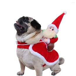 Dog Apparel Christmas Pet Clothes Santa Claus Riding Cosplay Costume Party Dressing Up Dogs Cats Outfit For Small Medium