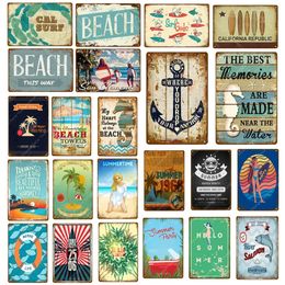 Retro Summer Beach art tin Signs Surfing Metal Painting Poster Wall Pictures Art Plate Bar Cafe Pub Home Personalised Decoration metal poster size 30x20cm w02