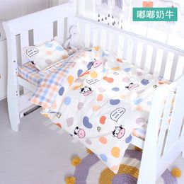 Bedding Sets 3Pcs Set born Baby Crib Bedding Sets Cotton Soft Cartoon Print Colour Bedroom Bed Cot Linen Quilt Cover Case Sheets Pillow 230309