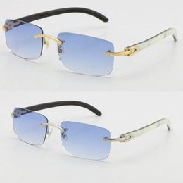 Sunglasses quay Original Genuine Natural black and white vertical stripes Buffalo horn Rimless 8200758 Male Female Glasses