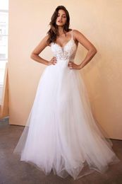 Casual Dresses Luxury Women Wedding Dress 2023 Tulle Lace Spaghetti Deep V-neck Sleeveless Backless Fashion Party Formal