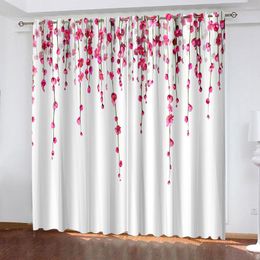 Curtain Custom Pink Flower Curtains 3D Window For Living Room Bedroom