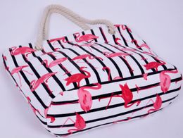 Хлопковое холст сумки с большой емкостью мультфильм фламинго торговые сумки 3D Принт хлопковые макиязы.