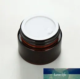 Wholesale Refillable Amber Glass Facial Cream Sample Empty Jar Containers Gramme Brown Makeup Face Cream Bottle Packaging With White Inner Lid 50ML