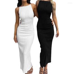 Casual Dresses Women Spaghetti Strap Sleeveless Dress Evening Party Summer Clothes 2023 Sexy Backless Slit Nightclub Streetwear