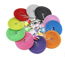 Colourful Flat Braided Noodle Cable Type C USB cables Data Sync Charger Weave NoodleCable 1M 2M 3M for Samsung s7 edge s8