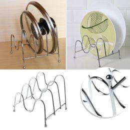 Kitchen Storage & Organization T8UB Three-Layer Metal Pot Lid Rack Cutting Board Shelf Dish Holder Organizer