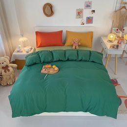 Bedding Sets Home Textile Set Colourful Contrast Duvet Cover Solid Colour Bedclothes Quilt With Pillowcase Fitted Sheet