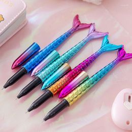 2Pcs Mermaid 0.5mm Ballpoint Pen Blue Ink Ball Cute Office Signature Handle Kawaii Writing Stationery