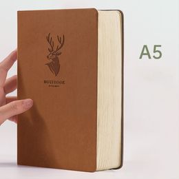 Notepads Super Thick 416 Pages Leather Deer Notebook A5 Daily Notebook Business Office Daily Work Notepad for 1-2 Years Writing As Gift 230309