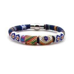 Strand Bohemia Simple Fashion Rice Beads Hand-woven Cloth Rope Female Bracelet Stainless Steel Jewellery Beaded Strands
