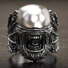 Cluster Rings Fashion Retro Neutral Ring Punk Motorcycle Style Black Exaggerated Skull Ghost Men's AccessoriesCluster