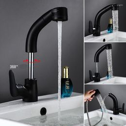 Bathroom Sink Faucets Basin Black Single Vessel Cold Tap Height Adjustable Pull-Out Wash Mixer Taps