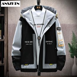 Mens Jackets 6XL 7XL 8XL Plus Size Men Patchwork Spring Autumn Big Pockets Casual Bomber Overcoat Baseball Coats 230309