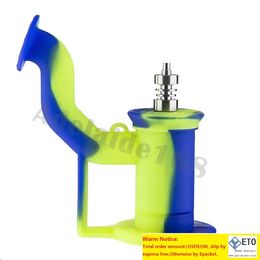 Silicone Drum Water Pipe Rig Water Bong Unbreakable Dab Rig With Stainless Steel Dabber Nail Silicone Jar Container
