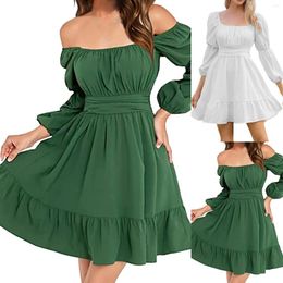 Casual Dresses Women's Sexy Smocked Square Neck Long Night Shirt Women Formal Special Event Combo Dress For