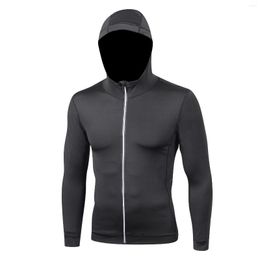 Men's Hoodies Men Sports Fitness Clothing Male Hooded Coat Sport Long Sleeve Cardigan Tights Training Shirt Breathable Hunting Clothes