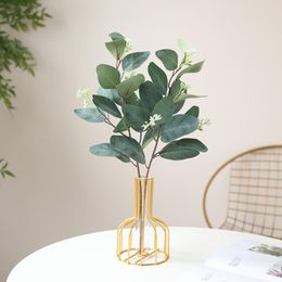 Decorative Flowers Silk Fake Eucalyptus Leaf Simulation Plants Auditorium Restaurant Decoration Artificial Plant Short Twig Belt Fruit