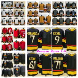 CUSTOM 2022 Reverse Retro 61 Mark Stone Hockey Jerseys 2.0 Black Rainbow Love 7 Alex Pietrangelo 71 William Karlsson 81 Jonathan Marchessaul