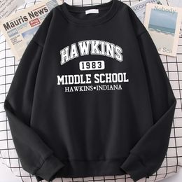 Mens Hoodies Sweatshirts Brand 1983 Middle School Print Men Autumn Fleece Oversized Hoodie Crewneck Hip Hop Clothes Warm 230308