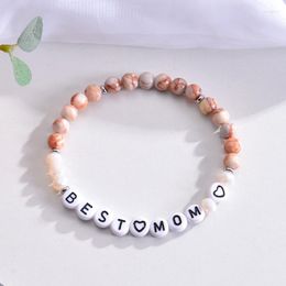 Strand SISTER DAUGHTER Acrylic Letter Natural Stone Beads Bracelet For Women Bead Jewellery Gift
