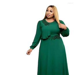 Ethnic Clothing African Embroidery Dresses For Women 2023 Muslim Fashion Kaftan Long Sleeve Chiffon Maxi Dress Elegant Ladies Clothes