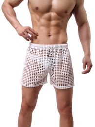 Mens shorts Men's Sexy Mesh Sheer Breathable Plain Colour Novelty Boxers Underwear Valentine's Day Gift