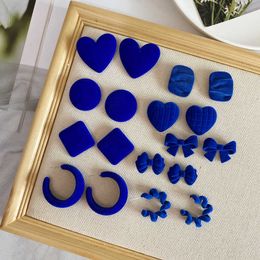 Charm Romantic Royal Klein Blue d Earrings Collection Heart Bow Knot Circle Square Geometric Pure Earrings for Women Jewellery L230309