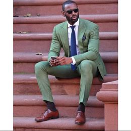 Men's Suits & Blazers Cool Fashion Army Green Men Attractive Party Prom Tuxedo Mens Business Casual Style Daily Work Wear (Jacket Pants)