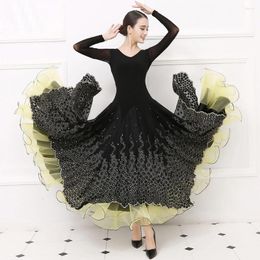 Stage Wear Dot Ballroom Dress Standard Dance Plus Size Costume Tango Viennese Waltz Long Foxtrot