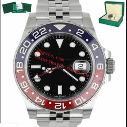With Box Luxury Watches MINT PEPSI 126710 40mm Asia 2813 Mechanical Blue Red Ceramic Bezel Luminous Jubilee Stainless Steel Bracel270Z