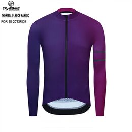 Cycling Shirts Tops YKYWBIKE Winter Men Cycling jersey Thermal fleece Long Sleeves Fleece Keep Warm Road Bike Tops MTB Jersey Jackets 230309