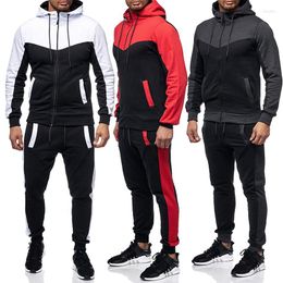 Men's Hoodies Set Men 2 Piece Sets Tracksuit Gym Tracksuits Casual Colorblock Jogger Suits For Sweatpants