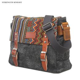 Evening Bags Vintage Ethnic Canvas Messenger Bag Women Chinese Style Shoulder Bag Female Casual National Bag Mujer Embroidery Crossbody Bag 230309