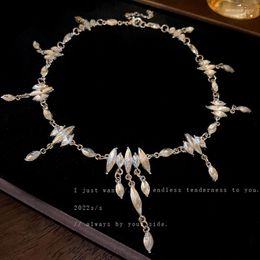 Pendant Necklaces Exquisite Gorgeous Necklace Cubic Zirconia Tassels Jewellery Women's Korean Fashion Jewellery Delicate Trendy Neck Chain