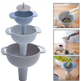 1set 4-in-1 Funnels Set Oil Funnel Strainer Kitchen Tools Oil Water Spices Wine Flask Philtre Funnel Plastic Kitchen Accessories