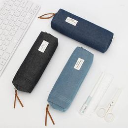 Concise Solid Color Pencil Case For Girls Boy Student School Box Stationery Supplies Canvas Bag Estojo Escolar