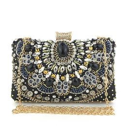 Hengmei Dinner Bag handmade beaded dress with Diamond Fashion Bag 230309