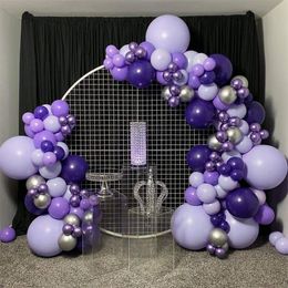 Other Event Party Supplies 133Pcs Purple Balloons Garland Arch Kit Macaron Metallic Purple Latex Balloons for Birthday Gender Reveal Baby Shower Decoration 230309