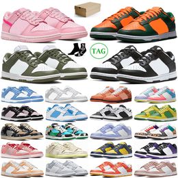 With Box Panda Triple Pink Low Running Shoes Men Women Sneakers Medium Olive Miami Hurricanes Orange Lobster University Blue UNC Grey Fog Mens Trainers Sports T1