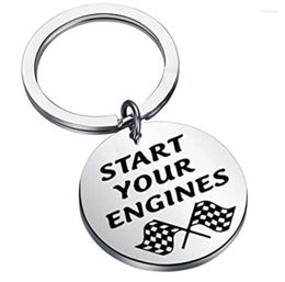 Keychains Race Day Keychain Gift Street Racing Start Your Engines Chequered Flag Jewellery Car Drag GiftsKeychains Forb22