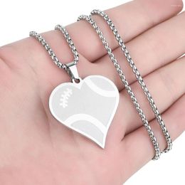 Pendant Necklaces QIAMNI Stainless Steel Basketball Football Soccer Heart Love Charms Statement Sports Lover Jewellery Gift Choker