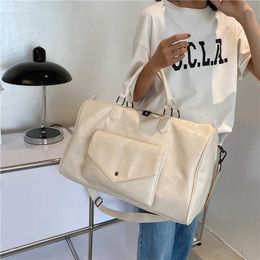 Duffel Bags Women s Fashion Pu Leather Large Duffle Travel Organiser Sports Gym Outdoor Shoulder Crossbody Weekend Handbags 230309