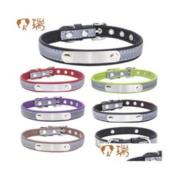 Dog Collars Leashes Personalised Length Suede Skin Jewelled Rhinestones Pet Three Rows Sparkly Crystal Diamonds Studded Cat Collar Dhi4J