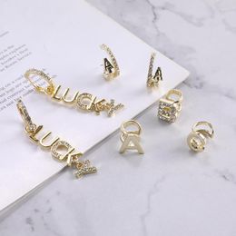 Dangle Earrings Trendy Letter Women Golden Colour Unique Lucky Design For Gifts Good Wish Korean A Clip
