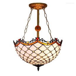 Pendant Lamps Mediterranean Retro Tiffany Lights Stained Glass Simple White For Living Room Dining Art Bar Club Light