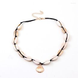 Choker 2023 Black White Rope Sea Shell Necklace Handmade Adjustable Friendship Bohemia For Women Summer Jewellery