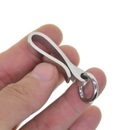 Key Rings Unique one of a kind CNC Ti polished mirror stainless steel Japanese U shape fish hook Keychain lanyard Gift FOB EDC DIY making